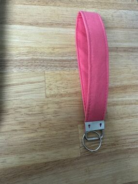 Coral Fabric Wristlet Key Fob Keychain